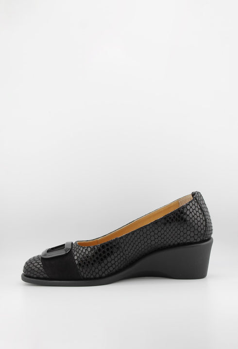 DFC Relax Wedge Heel Patent Loafer with Buckle
